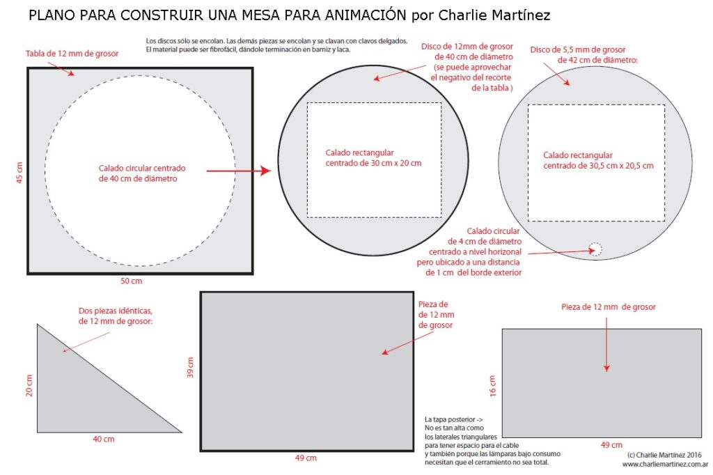 Planos para construir un tablero de animación